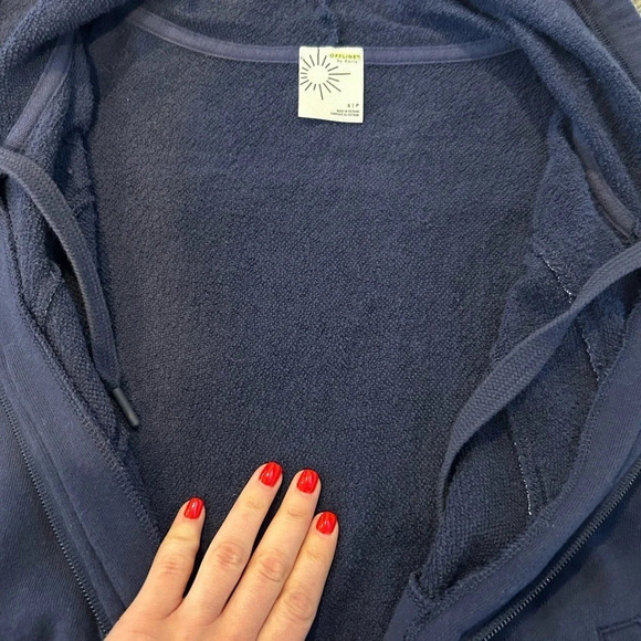 Aerie Patterned Cotton Terry Zip Up - Picture 3 of 6